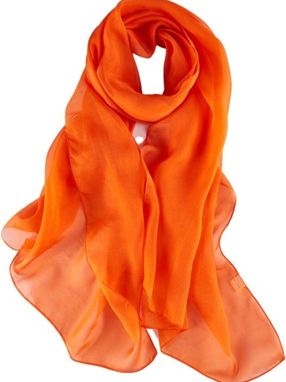 Elegant Long Silk Chiffon Scarf - Solid Color, Lightweight Fashion Accessory